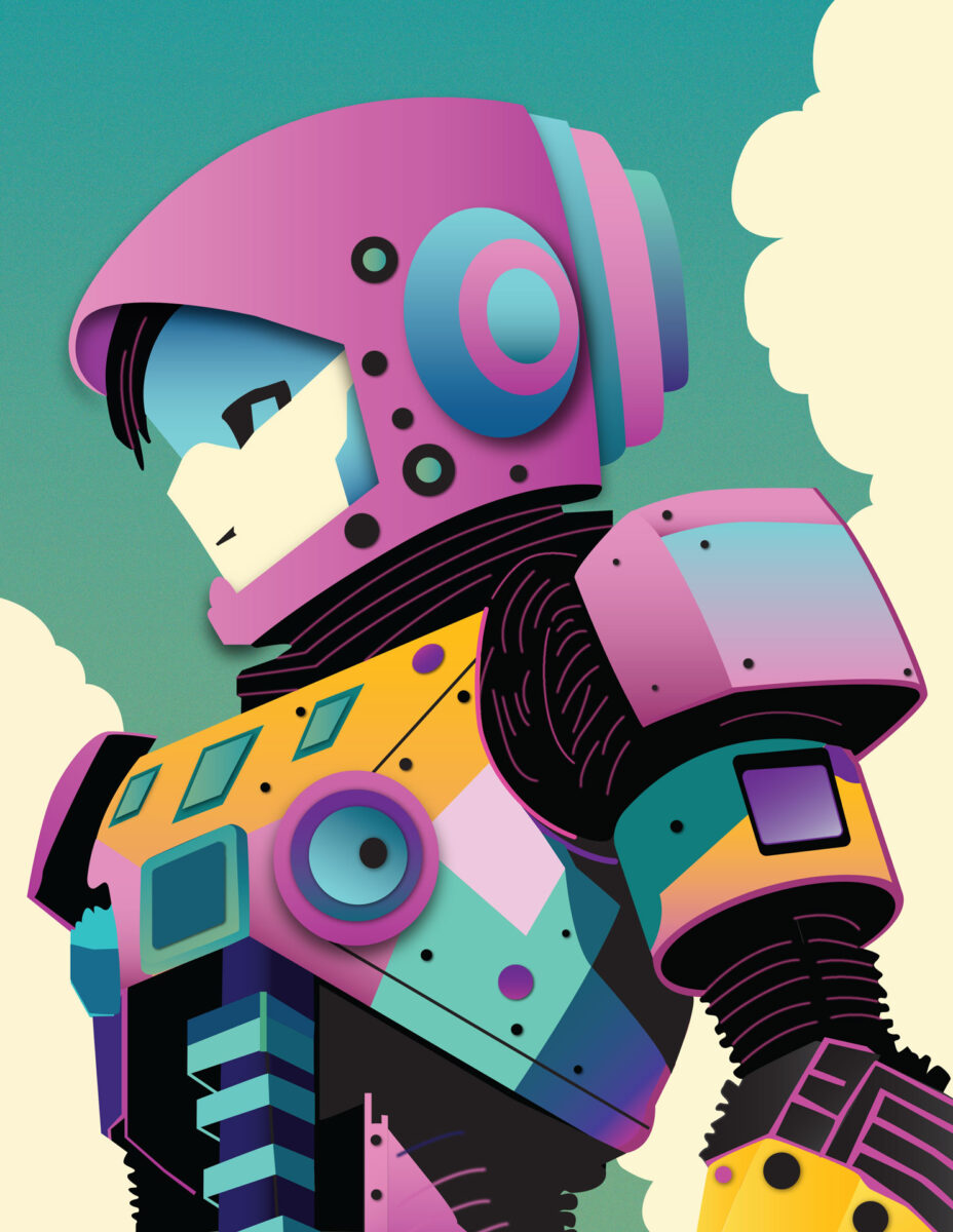 multi colored robot illustration